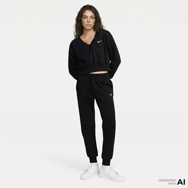 Nike Sportswear Phoenix Fleece Kadın Siyah Eşofman Altı
