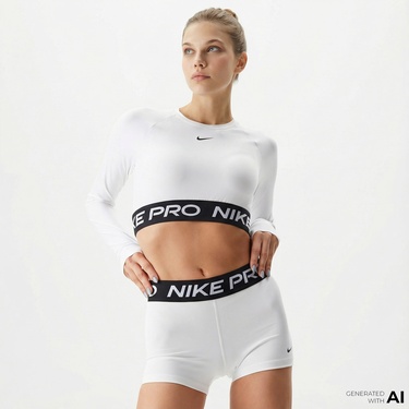  Nike Pro Dri-Fit 365 Kadın Beyaz Crop T-Shirt