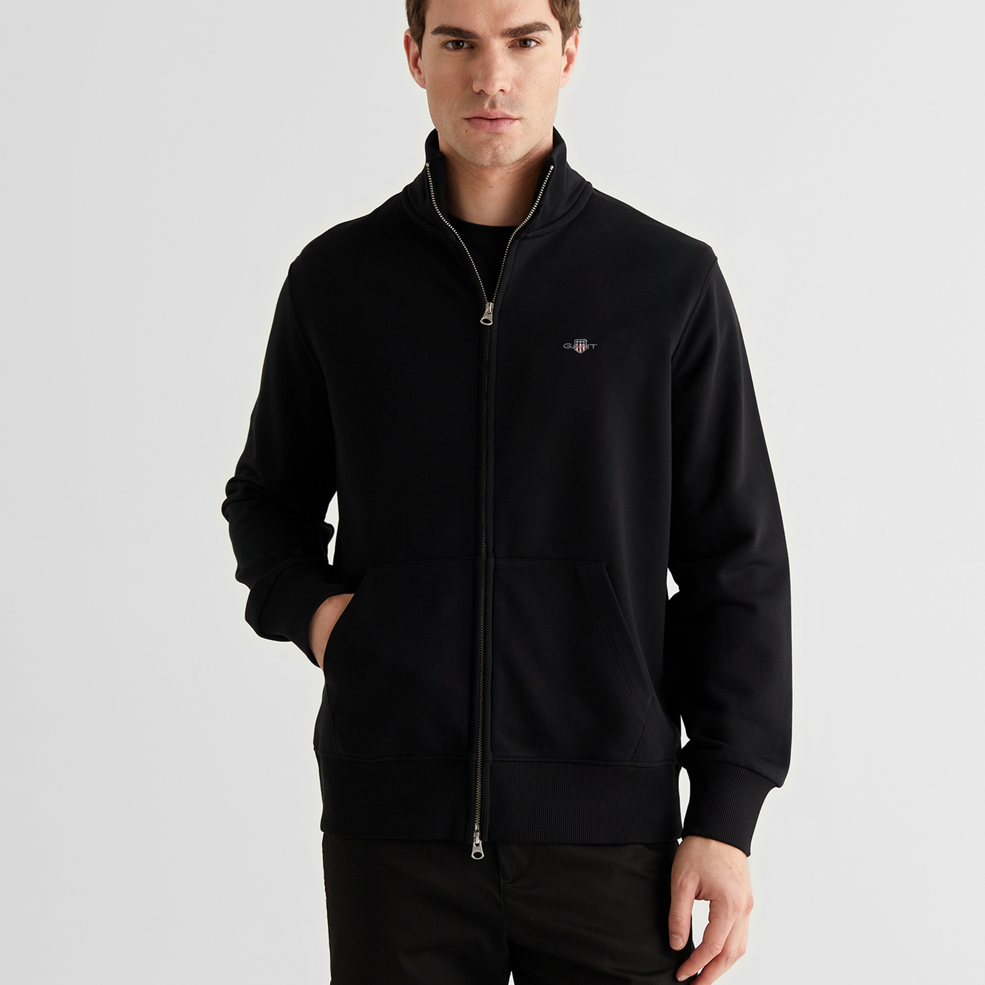 GANT Erkek Siyah Fermuarlı Logolu Hırka