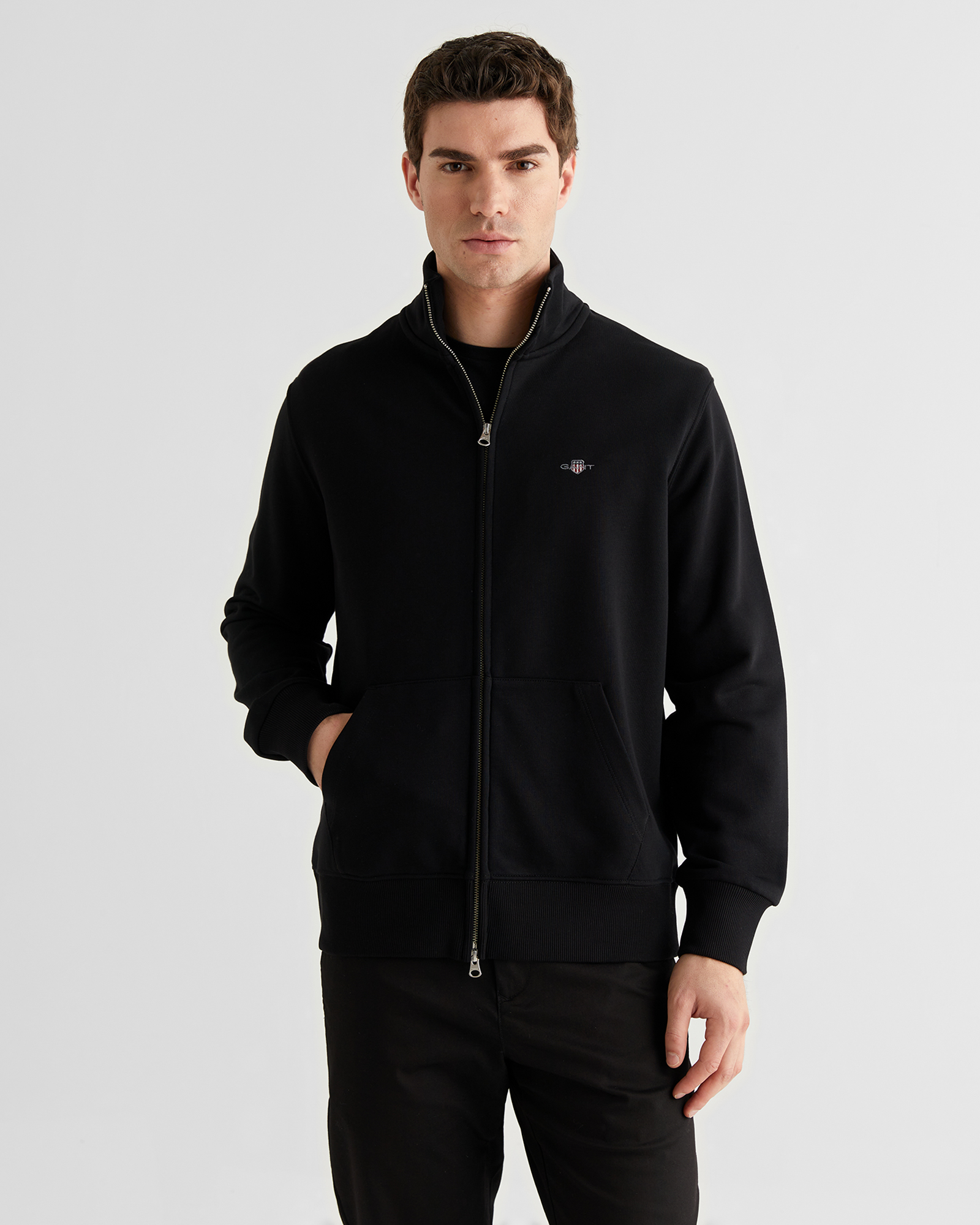  GANT Erkek Siyah Fermuarlı Hırka