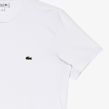  Lacoste Erkek Slim Fit Bisiklet Yaka Beyaz T-Shirt