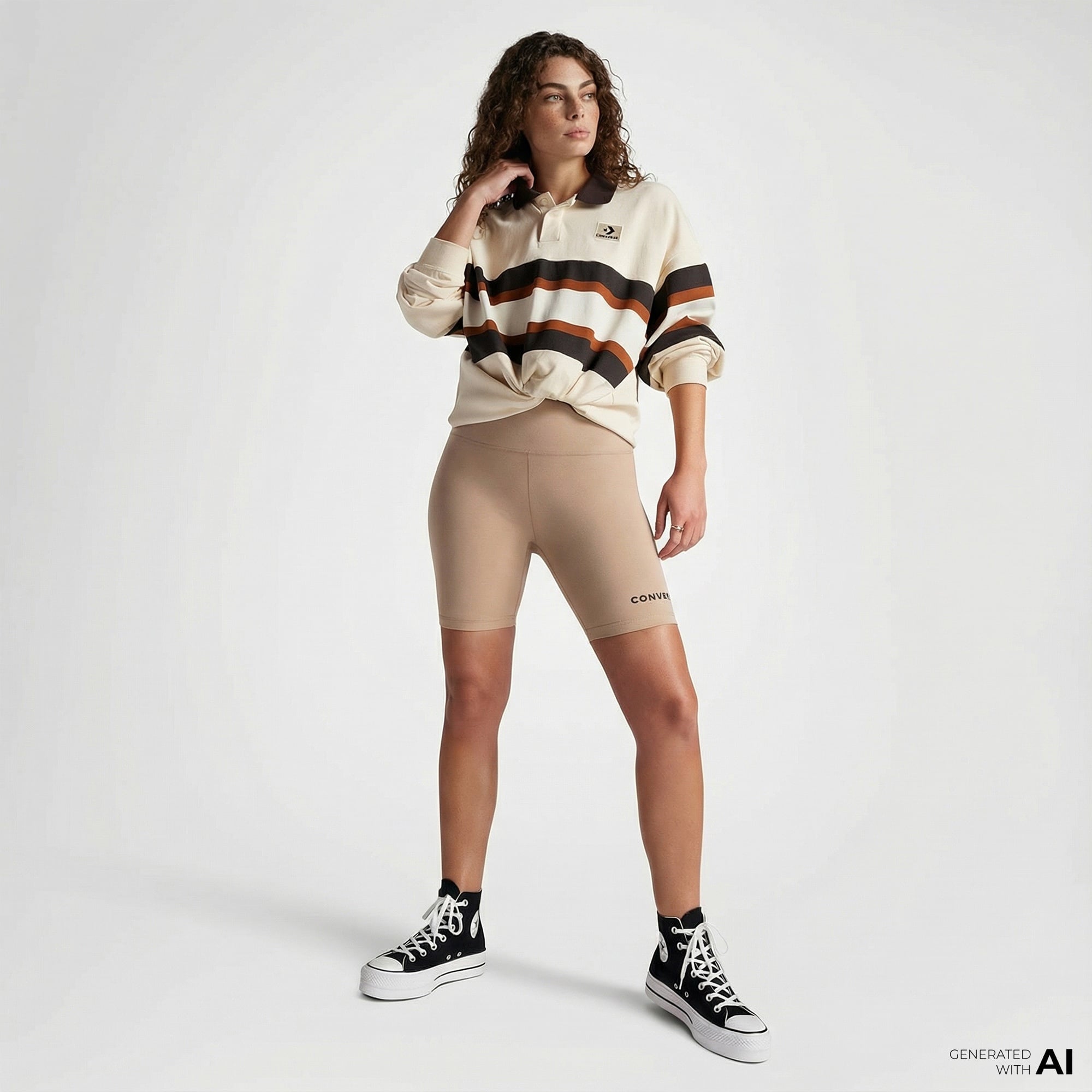 Converse Wordmark Kadın Bej Bisiklet Tayt