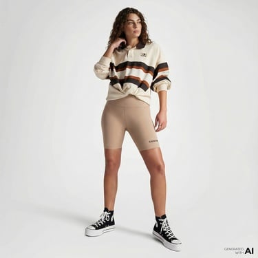  Converse Wordmark Kadın Bej Bisiklet Tayt