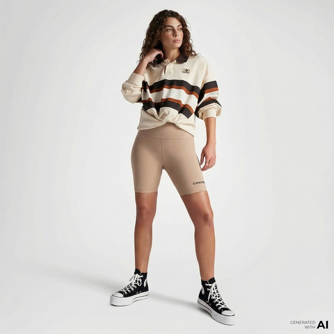  Converse Wordmark Kadın Bej Bisiklet Tayt