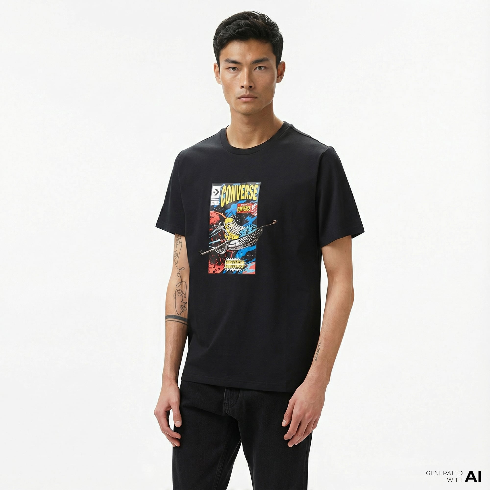  Converse Comic Cover Erkek Siyah T-Shirt