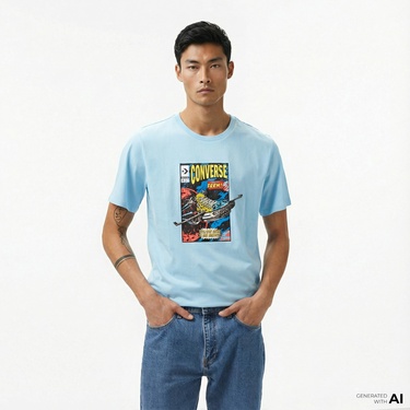  Converse Comic Cover Erkek Mavi T-Shirt