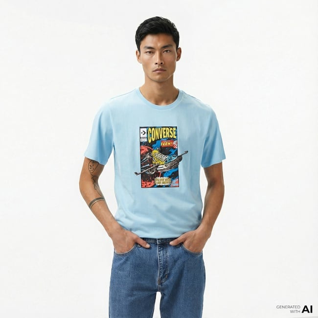  Converse Comic Cover Erkek Mavi T-Shirt