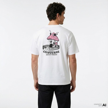  Converse Mushroom Cottage Loose Fit Erkek Beyaz T-Shirt