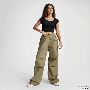 Converse Kadın Haki Paraşüt Pantolon
