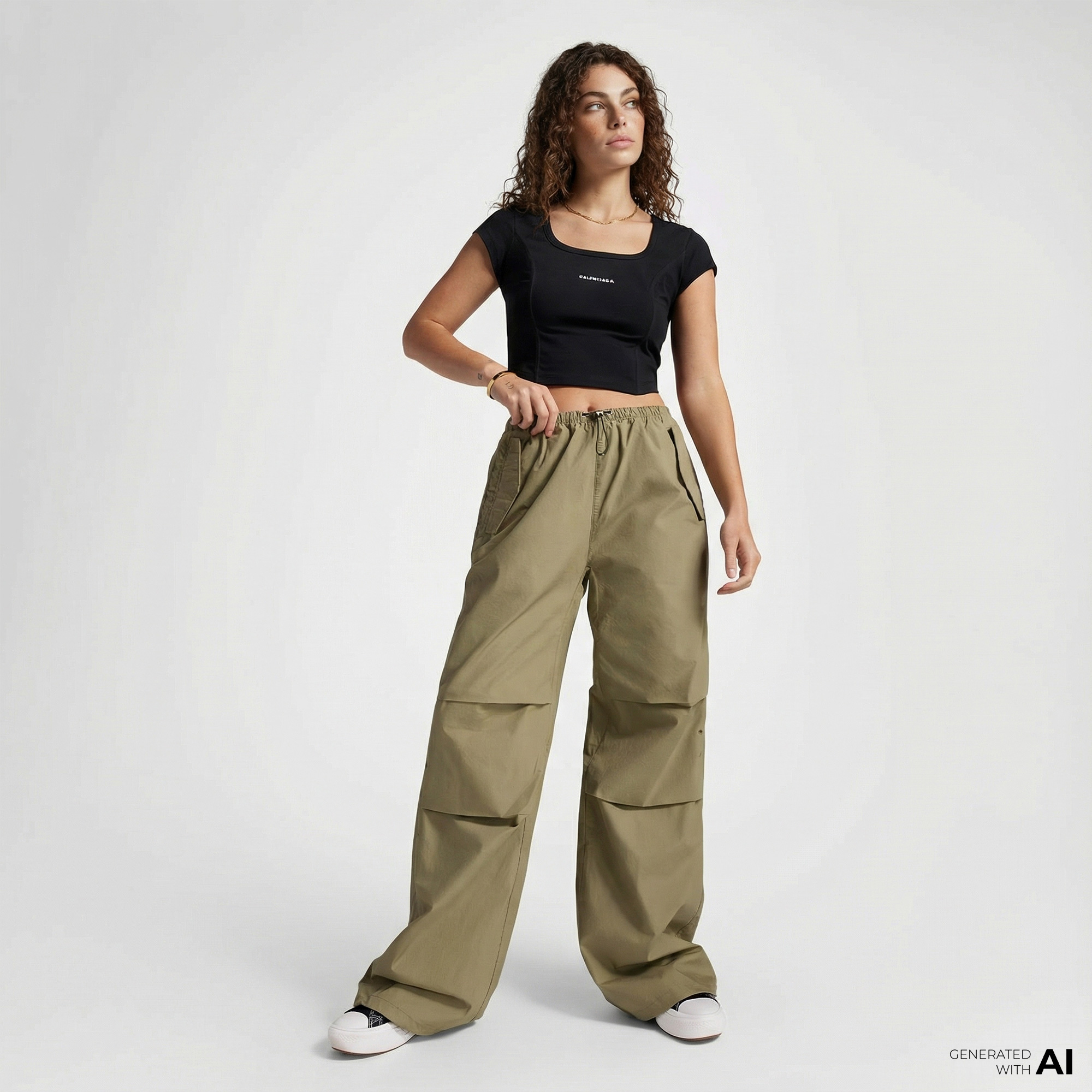  Converse Kadın Haki Paraşüt Pantolon