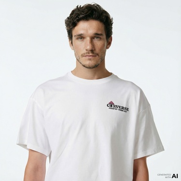  Converse Mushroom Cottage Loose Fit Erkek Beyaz T-Shirt