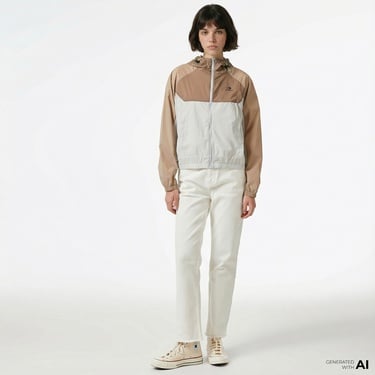  Converse Kadın Renk Bloklu Kahverengi Rüzgarlık