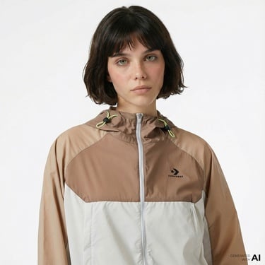  Converse Kadın Renk Bloklu Kahverengi Rüzgarlık