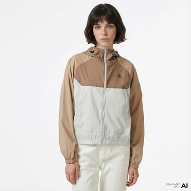  Converse Kadın Renk Bloklu Kahverengi Rüzgarlık