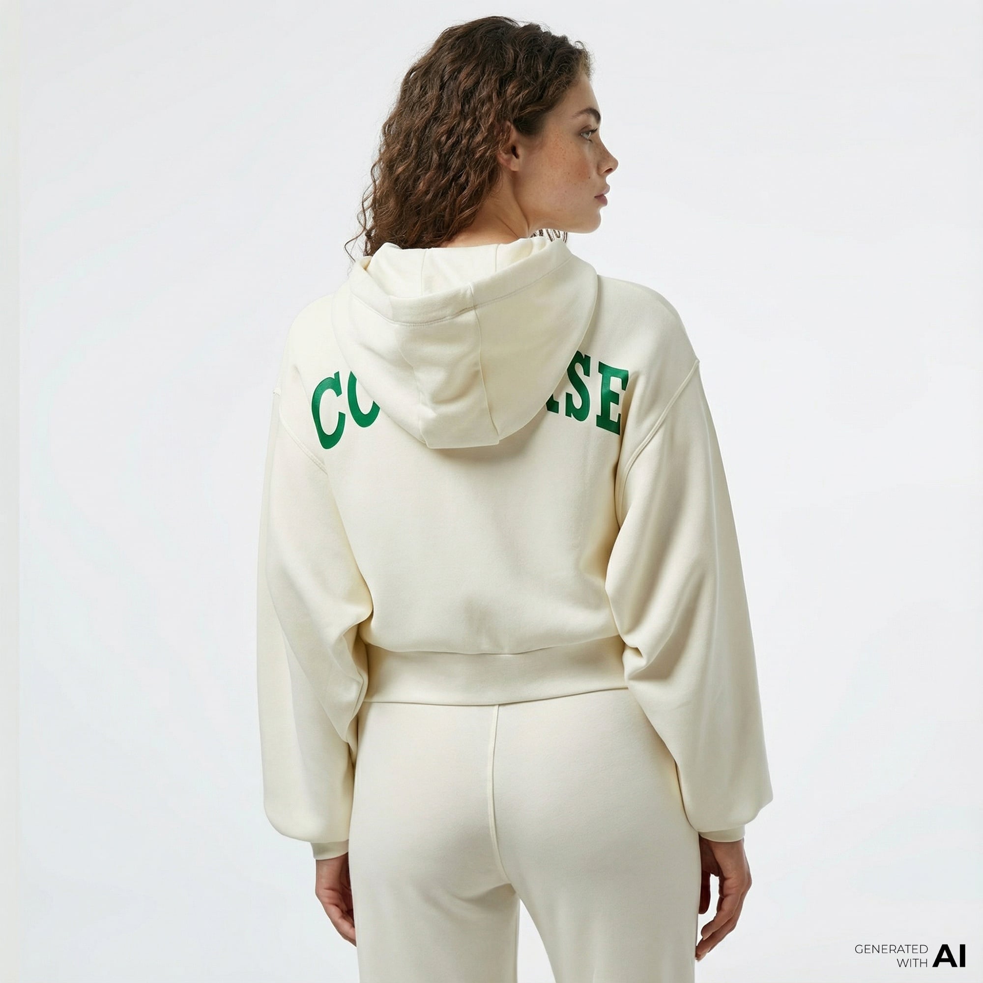 Converse Kadın Baskılı Krem Fermuarlı Hoodie