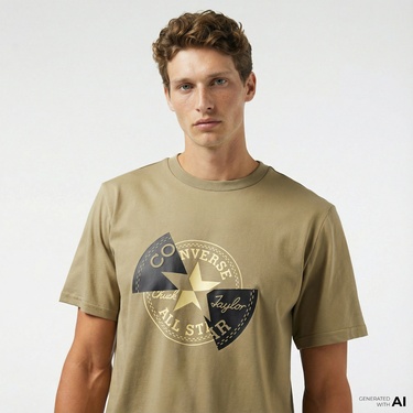  Converse Distorted Erkek Haki T-Shirt