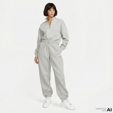  Nike Sportswear Phoenix Fleece High Rise Kadın Gri Eşofman Altı