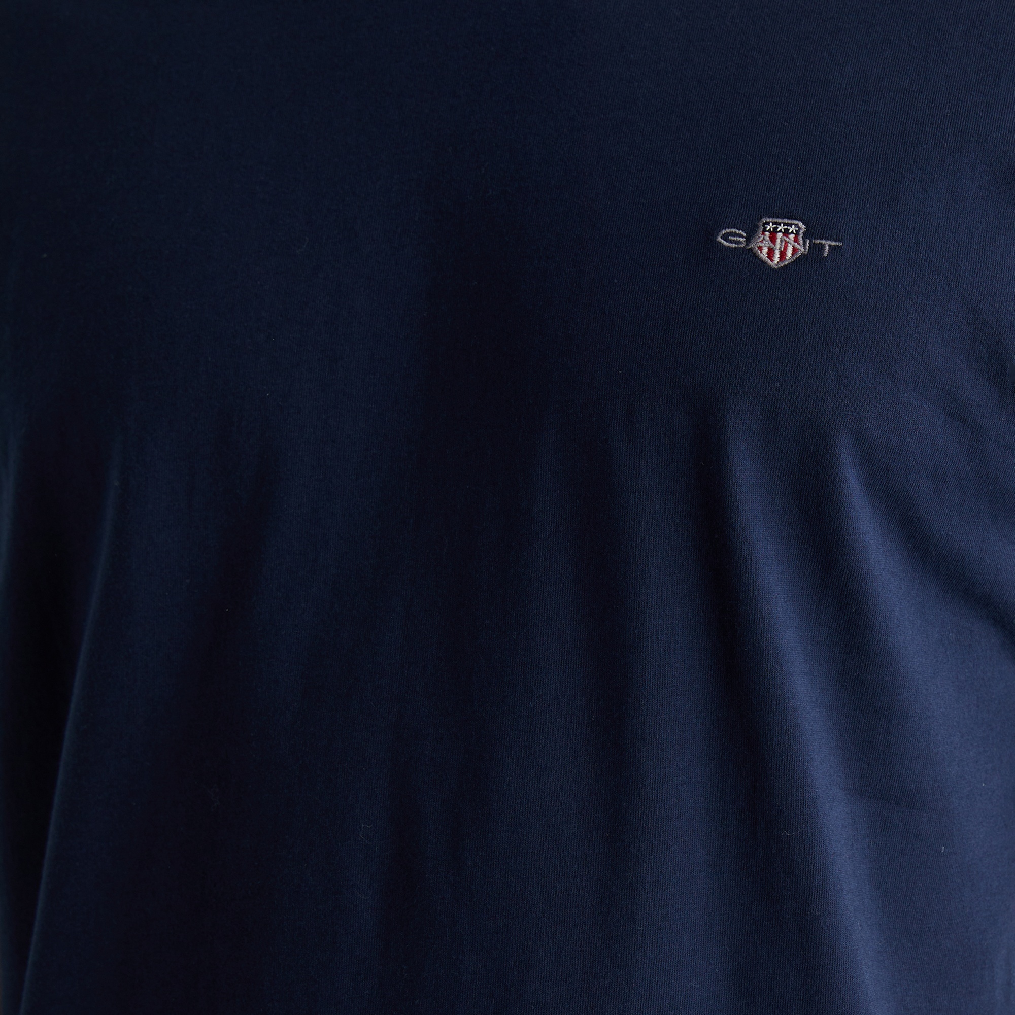 GANT Erkek Mavi Bisiklet Yaka Regular Fit Logolu T-Shirt