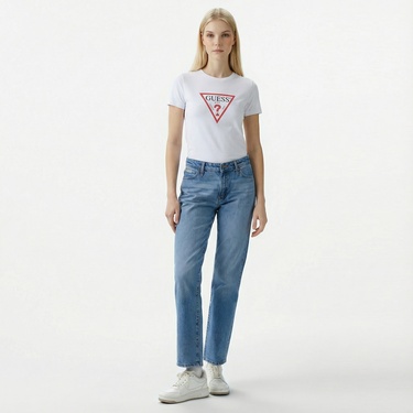  Guess Iconic Mid Organic Kadın Beyaz T-Shirt