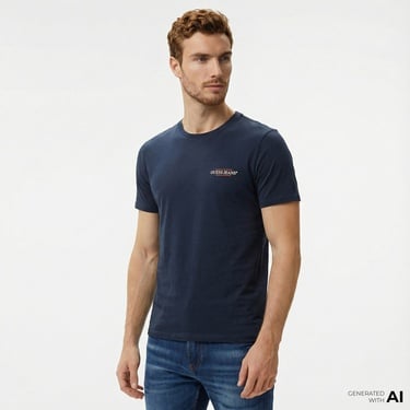  Guess Slim America Organic Cotton Erkek Lacivert T-Shirt