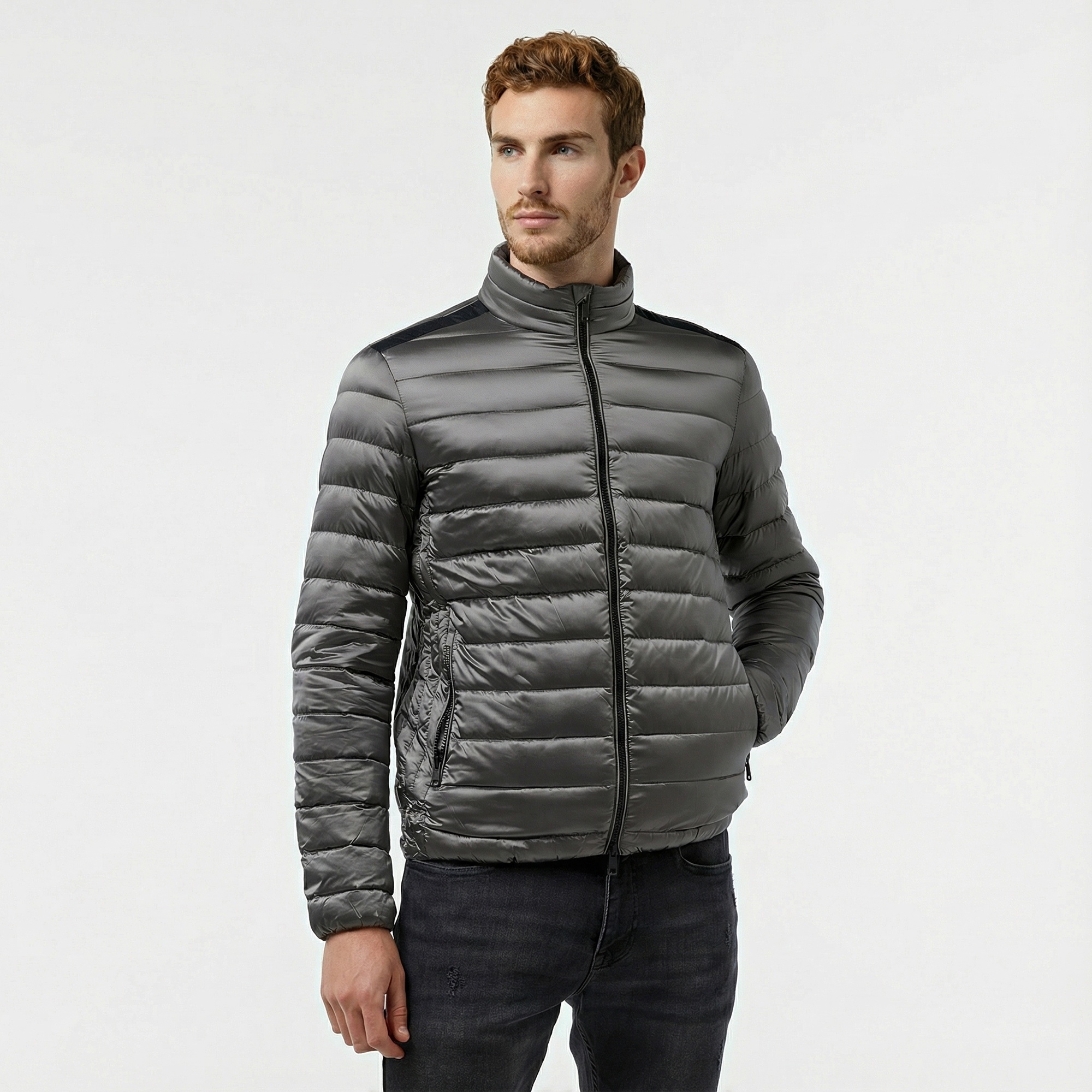 Guess Light Packable Reald Fine Erkek Gri Mont