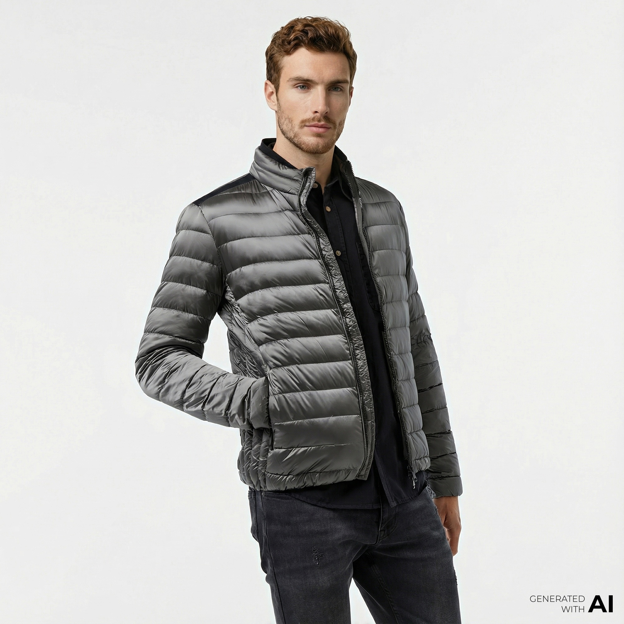 Guess Light Packable Reald Fine Erkek Gri Mont