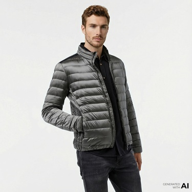  Guess Light Packable Reald Fine Erkek Gri Mont