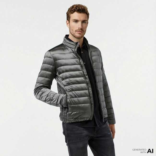  Guess Light Packable Reald Fine Erkek Gri Mont