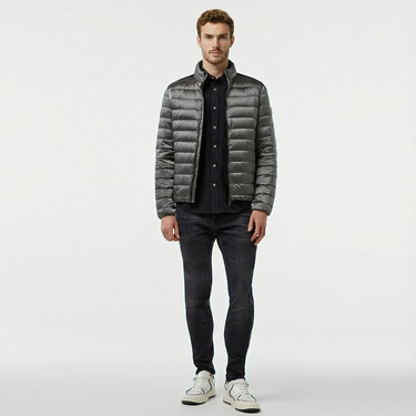  Guess Light Packable Reald Fine Erkek Gri Mont