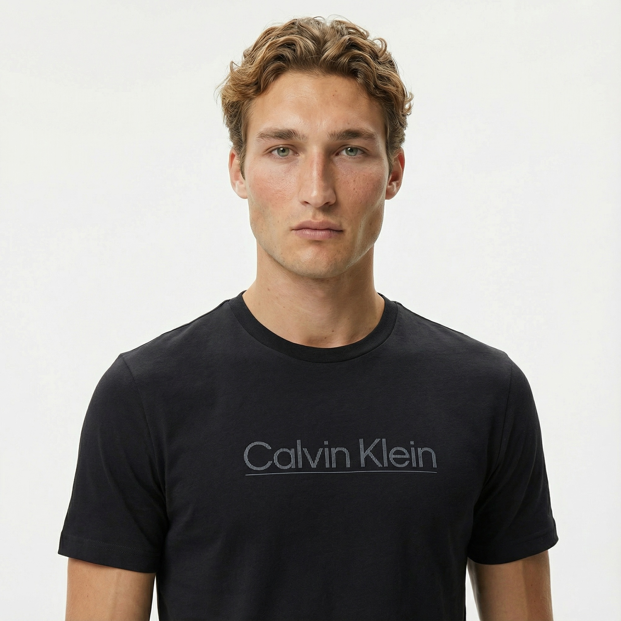 Calvin Klein Raised Line Logo Erkek Siyah T-Shirt