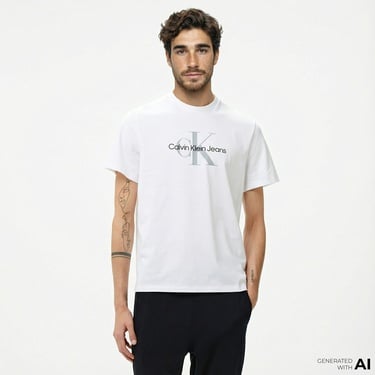  Calvin Klein Jeans Hero Monogram 20s Archıve Erkek Beyaz T-Shirt