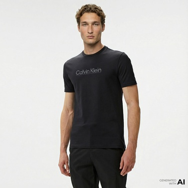  Calvin Klein Raised Line Logo Erkek Siyah T-Shirt