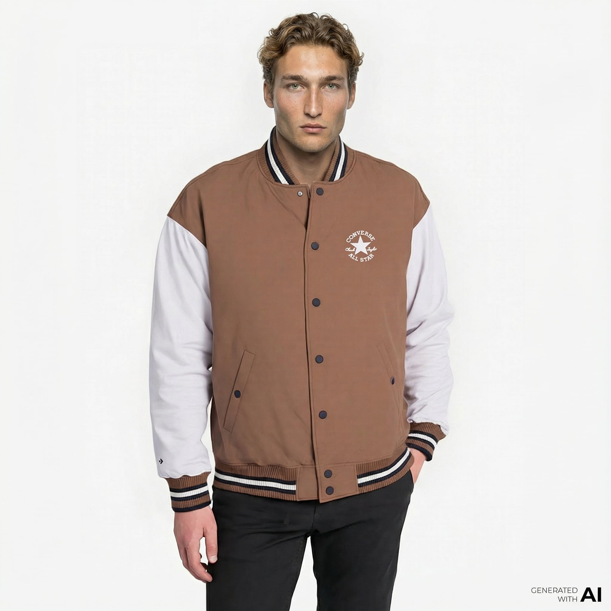  Converse Varsity Graphic Bomber Erkek Kahverengi Ceket