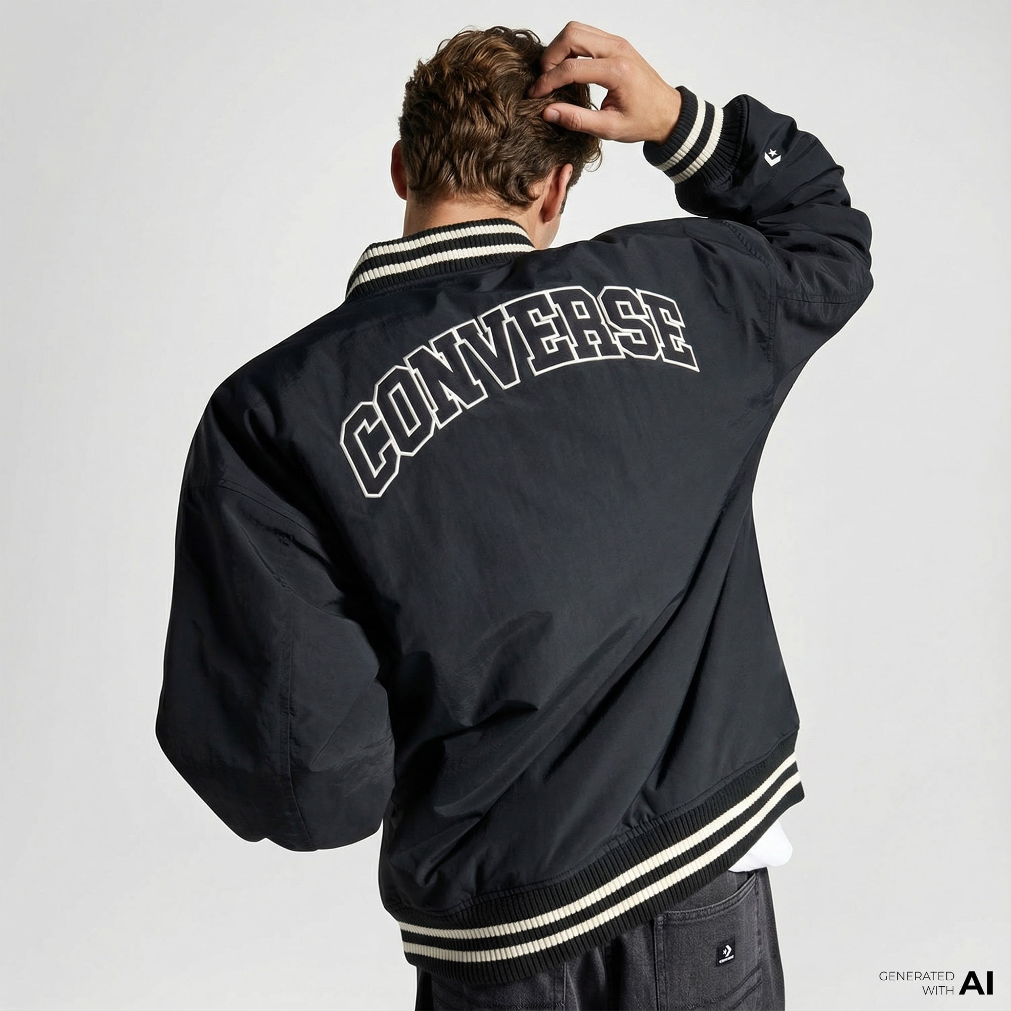Converse Varsity Graphic Bomber Erkek Siyah Ceket
