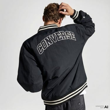  Converse Varsity Graphic Bomber Erkek Siyah Ceket