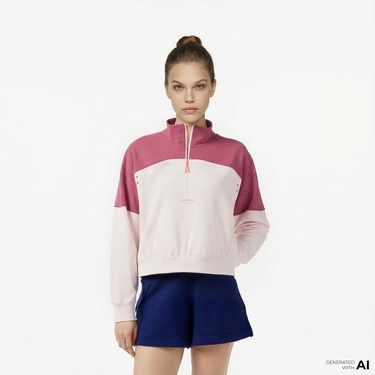  Converse Wordmark 1/2 Zip Kadın Beyaz Sweatshirt