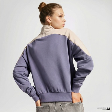  Converse Wordmark 1/2 Zip Kadın Mor Sweatshirt