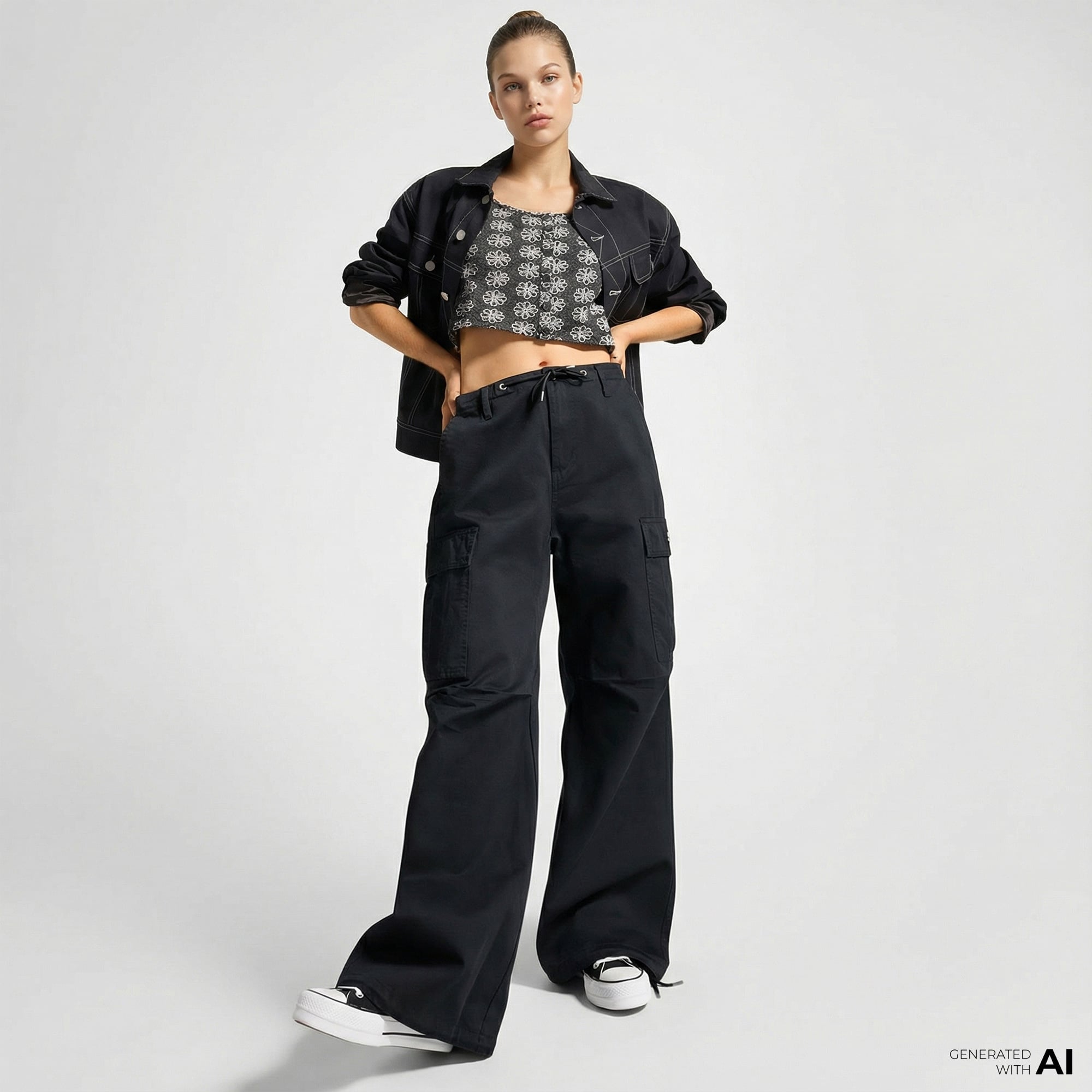  Converse Cargo Kadın Siyah Pantolon