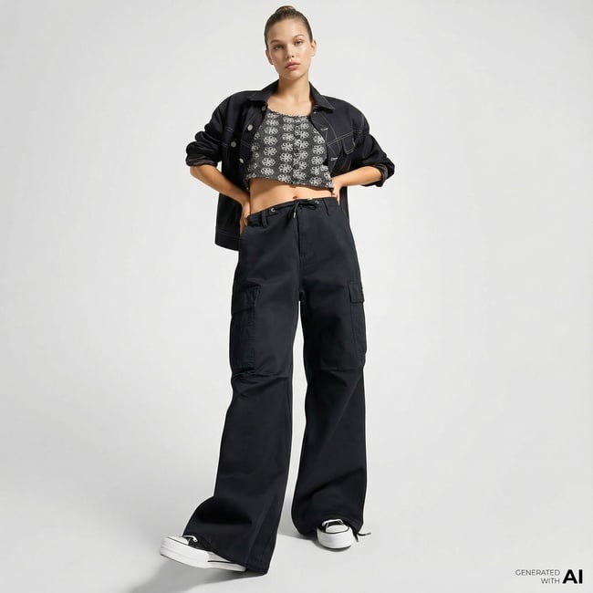  Converse Cargo Kadın Siyah Pantolon