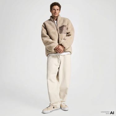  Converse Erkek Dik Yaka Çift Taraflı Bej Mont