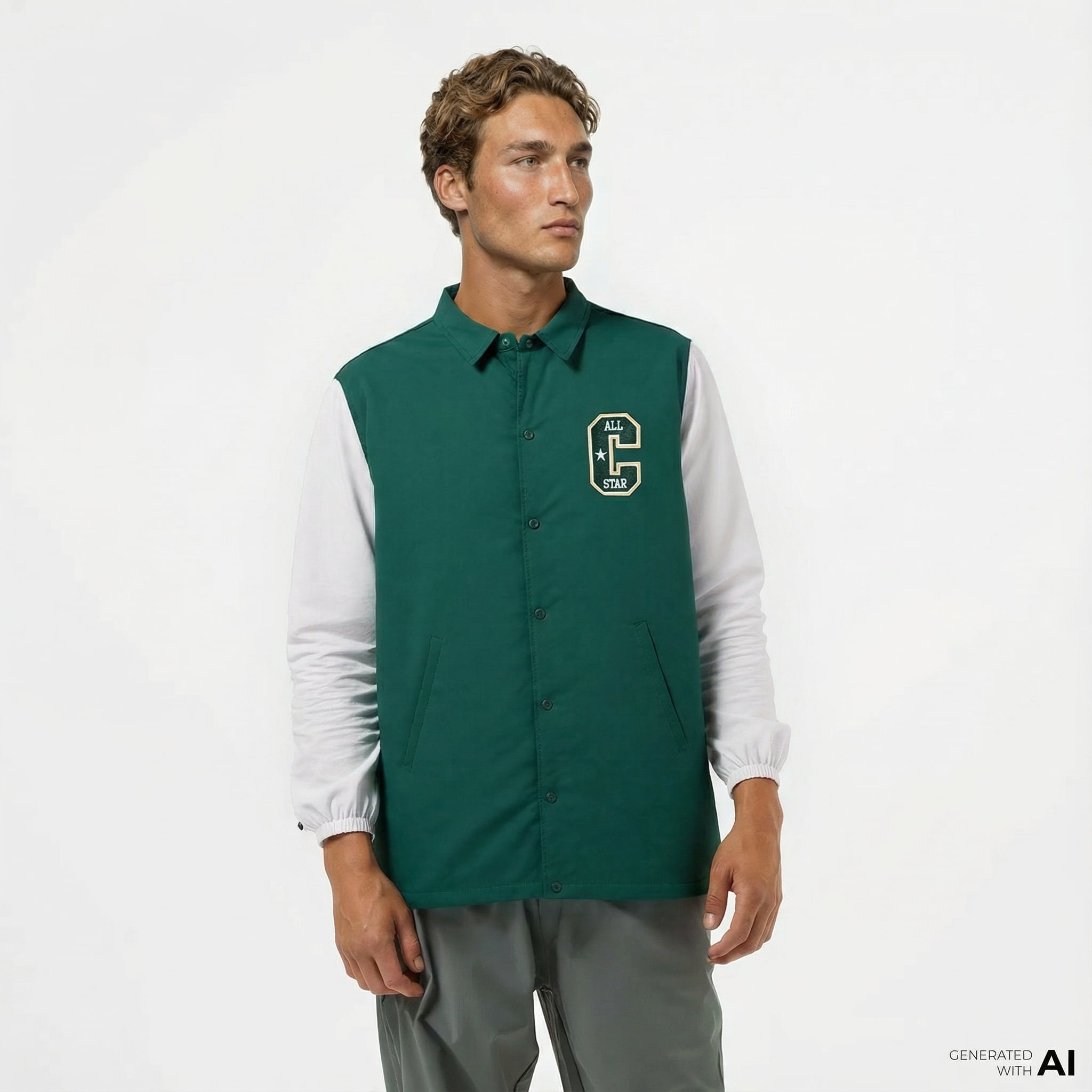  Converse Erkek Renk Bloklu Yeşil Yağmurluk