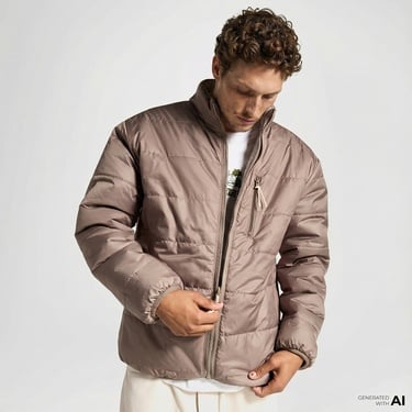  Converse Erkek Dik Yaka Çift Taraflı Bej Mont