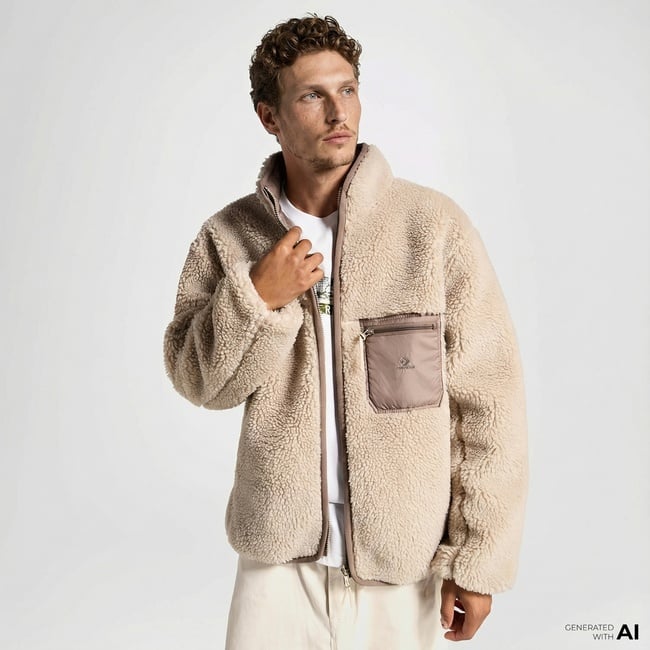  Converse Erkek Dik Yaka Çift Taraflı Bej Mont