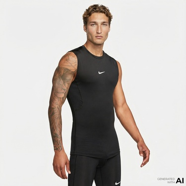  Nike Pro Dri-Fit Erkek Siyah Kolsuz T-Shirt