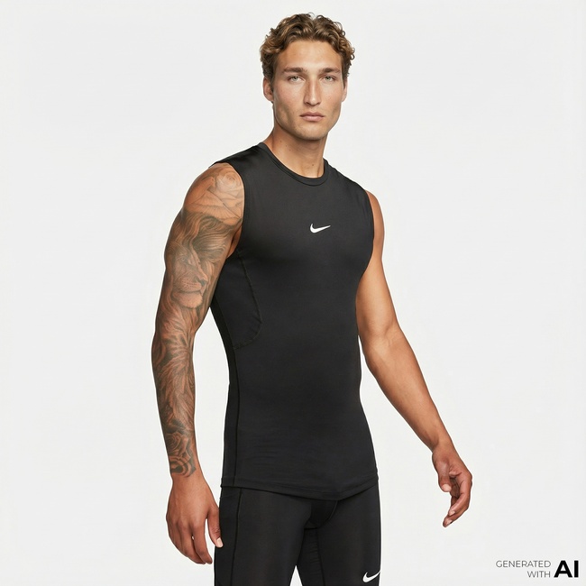  Nike Pro Dri-Fit Erkek Siyah Kolsuz T-Shirt