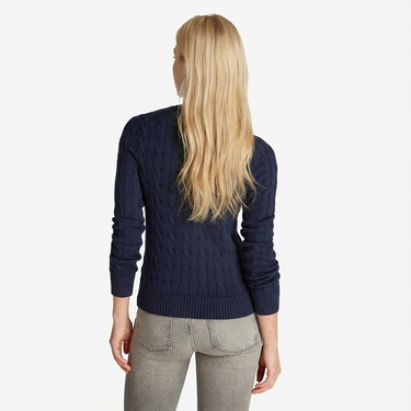  Tommy Hilfiger Co Cable Mid Gg Kadın Lacivert Kazak