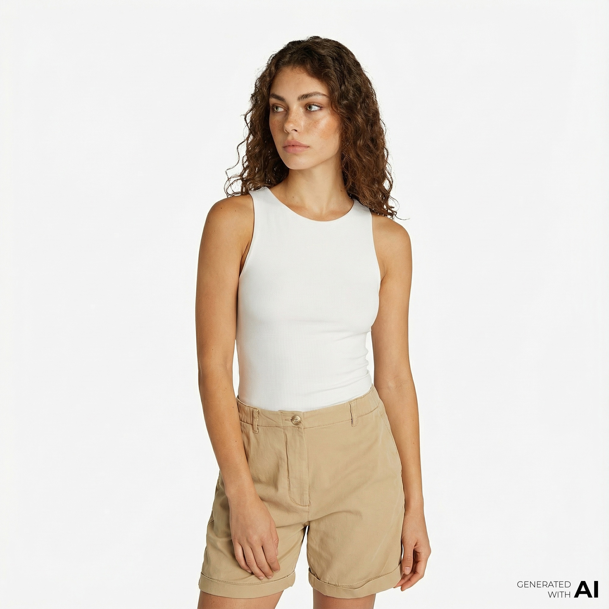 Tommy Hilfiger Slim 5X2 Rib Tank Kadın Beyaz Kolsuz T-Shirt