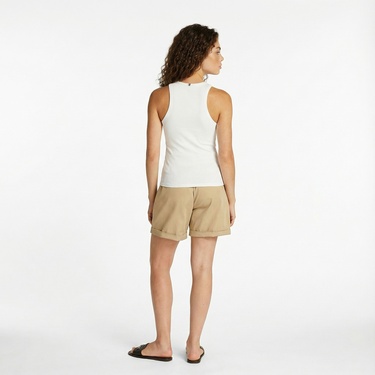  Tommy Hilfiger Slim 5X2 Rib Tank Kadın Beyaz Kolsuz T-Shirt
