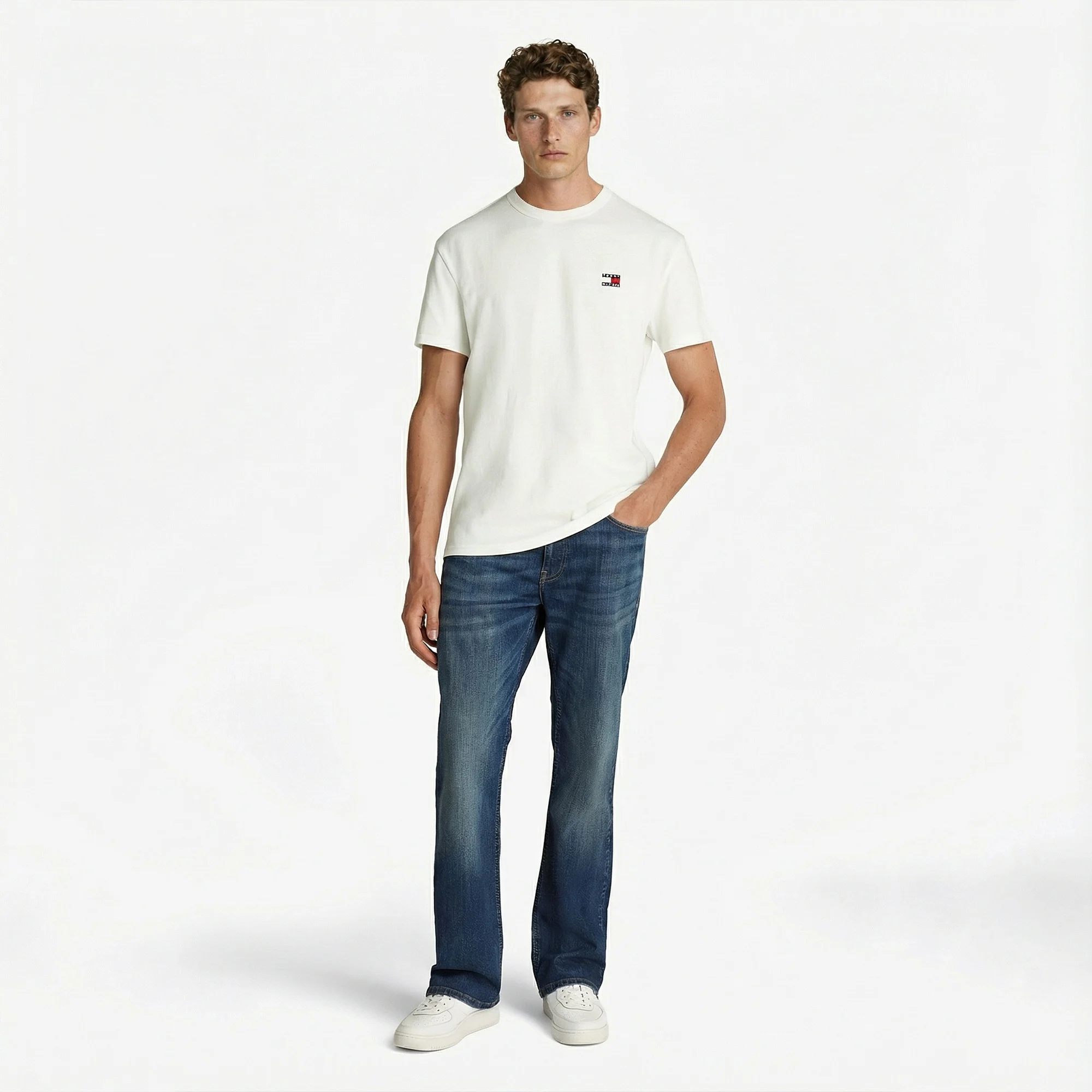 Tommy Hilfiger Badge Erkek Beyaz T-Shirt