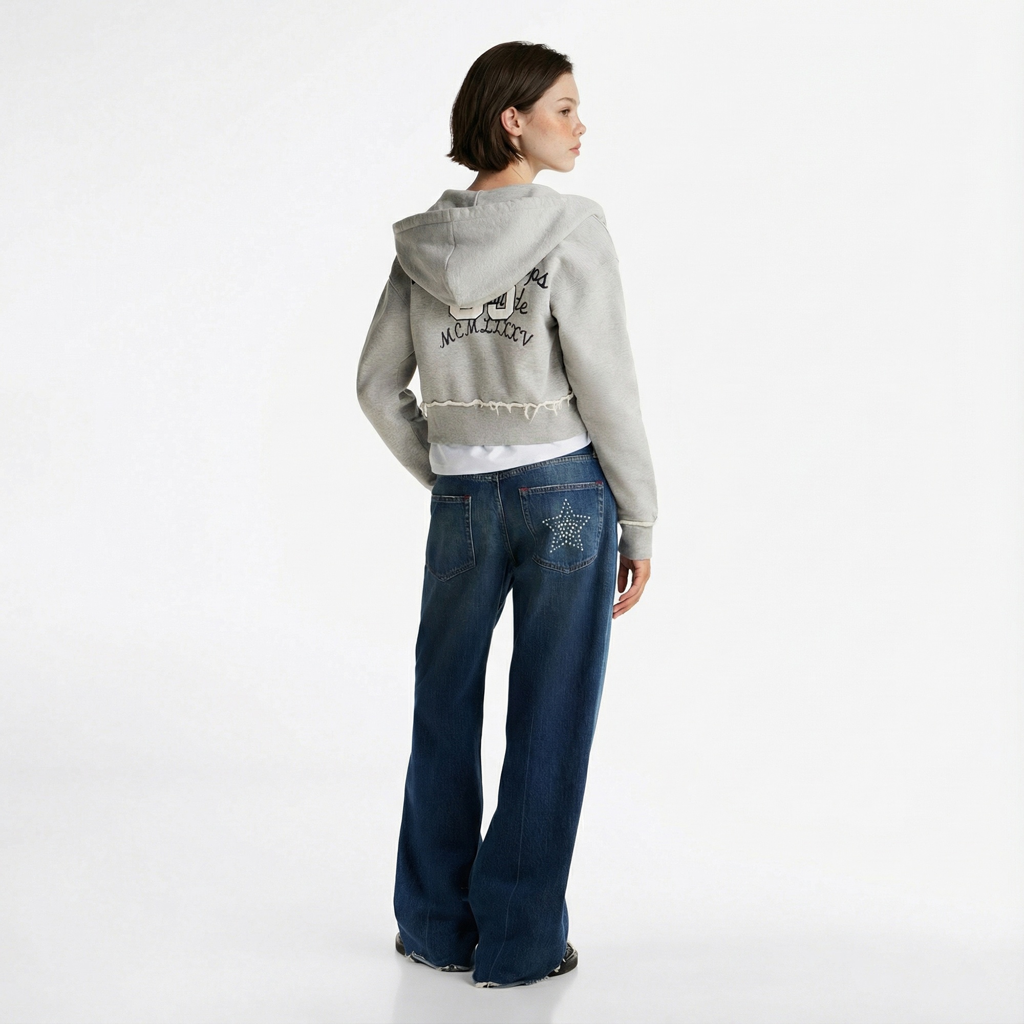 Tommy Jeans Prep Varsity Zip-Thru Kadın Gri Sweatshirt